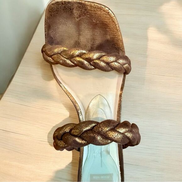 Dolce Vita Metallic Bronze Braided Block Heel Sandals. Size 9 1/2 - Picture 6 of 8